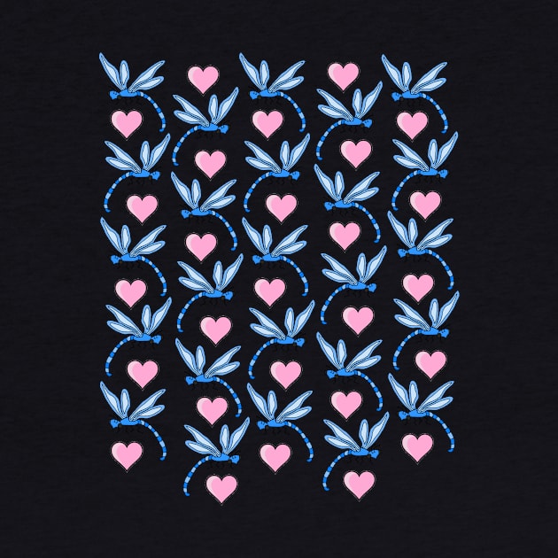 Blue Dragonflies and Pink Hearts by imphavok